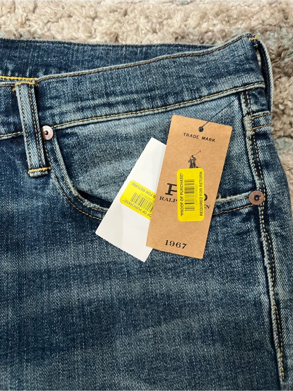 Men's Dark Blue Washed Jeans - Straight Fit Ralph Lauren nwt Sullivan slim